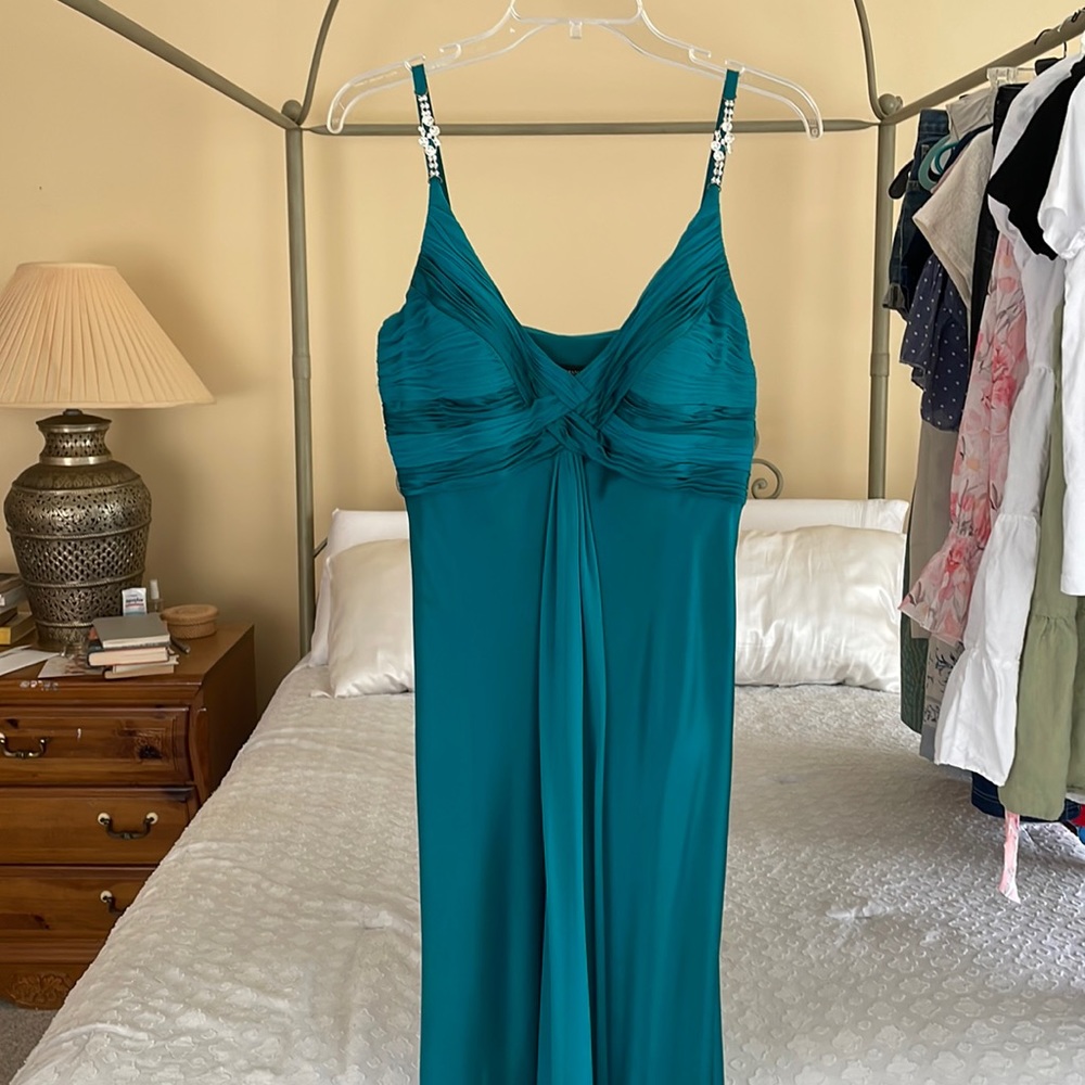 Teal blue silk dress for ball or gala!